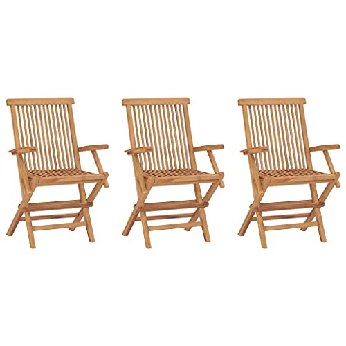 UTSRABFA Küchenstühle Dekorative Stühle Bürostuhl Lobby-Stuhl Klappbare Gartenstühle 3 STK. Massivholz Teak Geeignet für Kneipen, Höfe, Parks, Rasenflächen