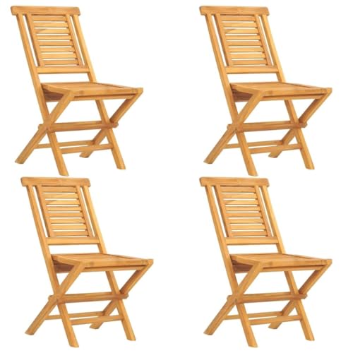 [Enshey 5-teiliges Outdoor-Essm?bel-Set – Tisch und Stühle aus massivem Teakholz, Garten-Essgruppe – elegantes Garten-Set aus Holz]
