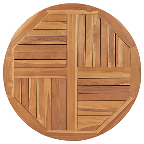 Tidyard Tischplatte Massivholzplatte Holzplatte Ersatztischplatte Holz Platte für Esstisch Esszimmertisch Massivholz Teak Rund 2,5 cm 90 cm