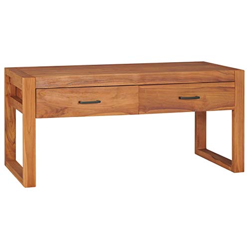 Tidyard TV Schrank Mit 2 Schubladen Lowboard TV Möbel Tisch Sideboard Fernsehtisch Fernsehschrank HiFi-Schrank 100x40x45cm,TV-Ständer Holztisch,Recyceltes Teakholz, Sperrholz