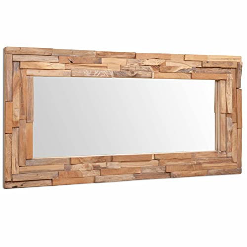 Xichuzi Dekorativer Spiegel Teak 120 x 60 cm Rechteckig, Dekorative Wandspiegel, Spiegel Flur