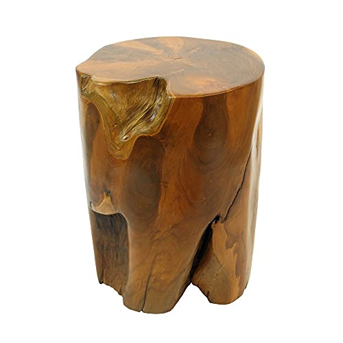 wohnfreuden Teak-Holz Hocker 40 cm lasiert rund Natur Bad Garten Wohnen Holz-Dekoration Sitzgelegenheit Schemel