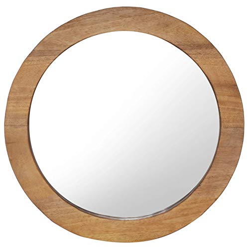 ShGaxin Wandspiegel 60 cm Teak Rund, Wall Mirror, Spiegel Schlafzimmer, Garderobenspiegel, Spiegel Schmal, Badspiegel, Kosmetikspiegel, Dekorative Spiegel - 288806