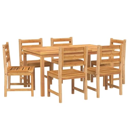[Enshey 7-teiliges Outdoor-Set aus Teakholz] – Esszimmerm?bel aus massivem Holz für den Garten |Elegantes Set aus Tisch und Stühlen aus Holz für Zusammenkünfte im Freien(150 cm Tischl?nge)