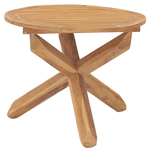 Xichuzi Garten-Esstisch, Tisch Balkon, Gartentisch, Balkontisch, Küchentisch, Garden Table, Terrassentisch, Ø90x75 cm Massivholz Teak