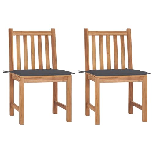 Xichuzi Gartenstühle 2 STK. mit Kissen, Gartenmöbel, Balkonstühle, Hochlehner, Balkonmöbel, Bistrostuhl, Balkonset, Garten Stühle, Sit Möbel, Armlehnenstuhl, Massivholz Teak