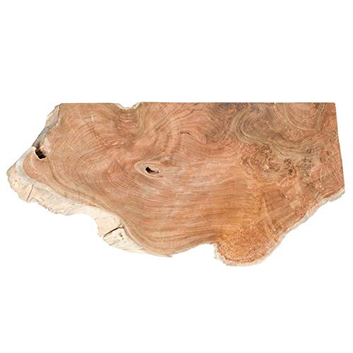 WOHNFREUDEN Teakholz Waschtischplatte braun eckig 90 cm - Massivholz Waschtischplatte Waschbecken Zubehör