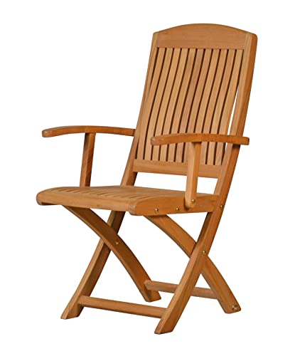 Kai Wiechmann Teak Klappstuhl mit Armlehnen wetterfest Premium für Garten Terrasse und Balkon