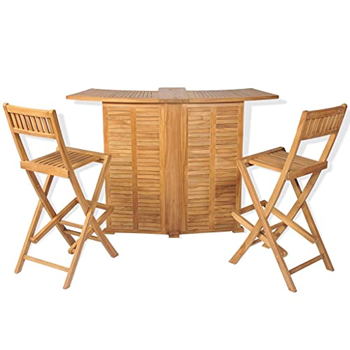 Eleganz 3-TLG. Bistro-Set mit Klappstühlen aus fein geschliffenem Teakholz – Perfekt für kleine Gärten und Balkone – Langlebig und pflegeleicht