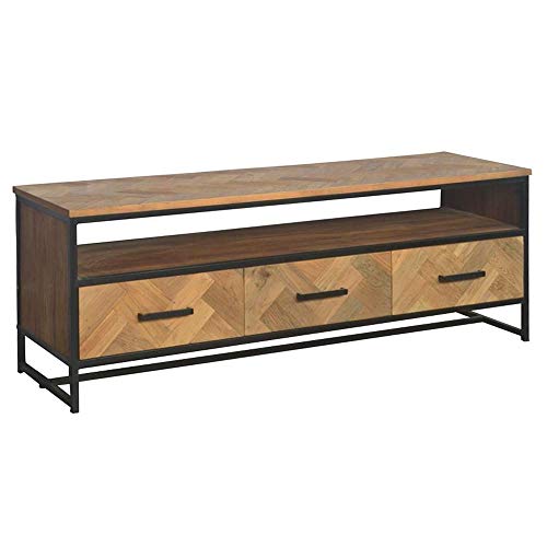 TV Möbel Accent 150 cm Schubladen Sideboard Kommode Board Teakholz Metall