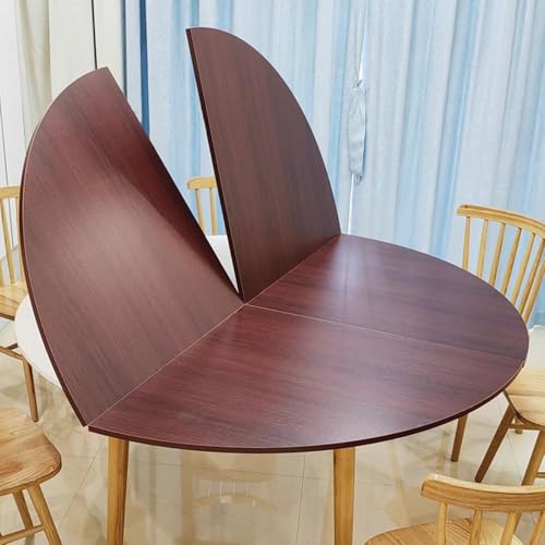 Runde Holz-Tischplatte, 119,9 - 224,9 cm, Viertelfalt-Design für Küchen- und Couchtische, langlebig, Walnuss/Teak/Mahagoni/Marmor-Finish (Rot, 150 cm)