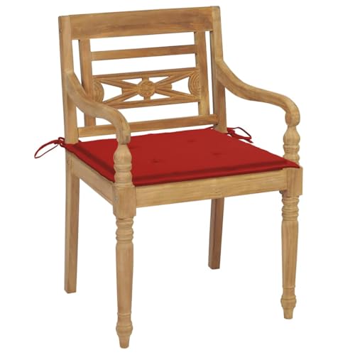 Generisch Kangmusi -Stühle 2 STK. mit Roten Kissen Teak Massivholz, Rot 3062133