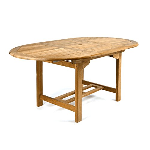 Divero Gartentisch Esstisch Balkontisch – Teak-Holz Tisch für den Außenbereich – ausziehbar behandelt massiv stabil witterungsbeständig - 120/170 cm