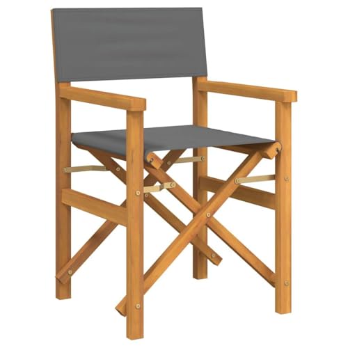 HEFZGDB Regiestühle 2 STK. Klappbar Grau Massivholz Teak Balkon Lounge Campingstuhl Gartenstühle Essstuhl für Terrasse Balkon Garten Parks