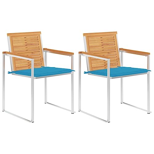 HANJIEFACAI gartenstühle,klappstuhl,campingstuhl klappbar,klappstühle,Gartenstühle mit Kissen 2 STK. Massivholz Teak und Stahlcampingstuhl,Balkon Stuhl,gartenstuhl klappbar,Sun Garden,