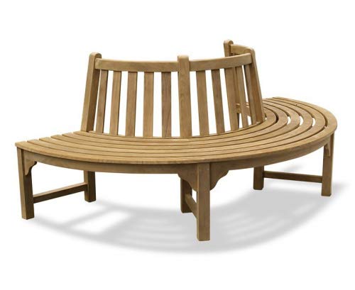 Teako Design Baumbank Fermo wetterfest Teakholz massiv Rückenlehne Außendurchmesser 150 cm, 180°