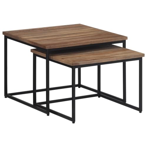 MOBCANT Satztische 2 STK, Laptop Tisch Balkontisch Wohnzimmer möbel Side Table Geeignet für Büro Teehaus Hotel Wohnung Massivholz Teak