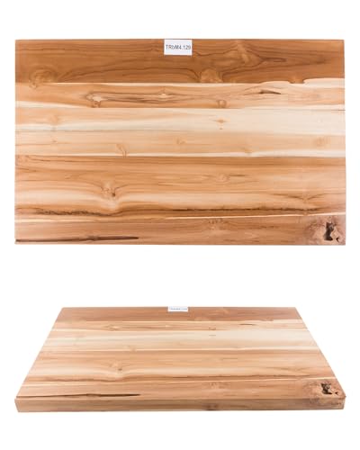 WOHNFREUDEN Teakholz Waschtischplatte braun eckig 80 cm - Massivholz Platte lasiert Waschbecken Zubehör