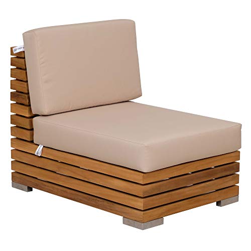 Teako Design Lounge Sessel Picardie Teakholz massivholz mit Auflagen Wetterfest Gartenesessel Terrassensessel robust