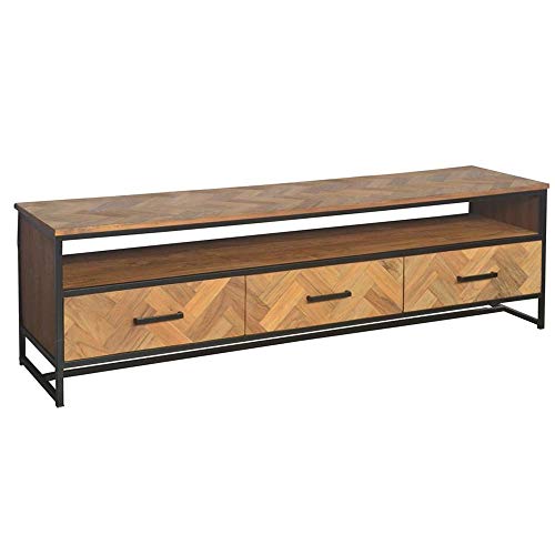 TV Möbel Accent 180 cm Schubladen Sideboard Kommode Board Teakholz Metall