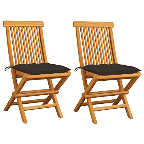 UTSRABFA Deckstühle Freizeitstühle Terrassen-Schwingstuhl Bar-Stühle Gartenstühle mit Taupe Kissen 2 STK. Massivholz Teak Geeignet für Außenbereich, Küche, Esszimmer, Gästezimmer