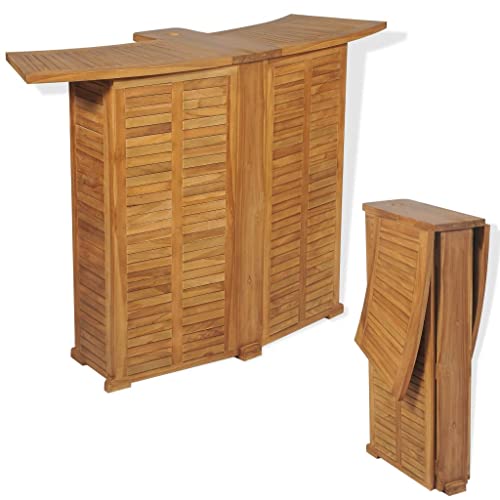 QJBSAVVA Klappbarer Bartisch, nähtisch multifunktionstisch esstisch biertisch Geeignet für Wohnzimmer Flur Esszimmer Living Room 155x53x105 cm Teak Massiv