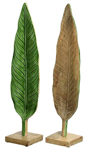 dekoratives Deko-Objekt Blatt aus Teakholz mit grünem Lack oder Natur Preis für 1 Stück