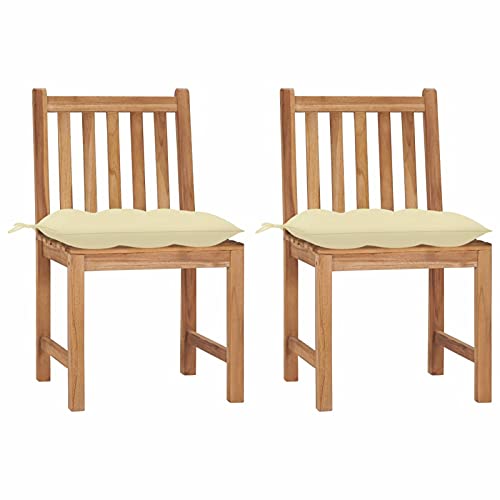 LAPOOH Gartenstühle 2 STK. mit Kissen, Gartenmöbel, Balkonstühle, Hochlehner, Balkonmöbel, Bistrostuhl, Balkonset, Garten Stühle, Armlehnenstuhl, Massivholz Teak