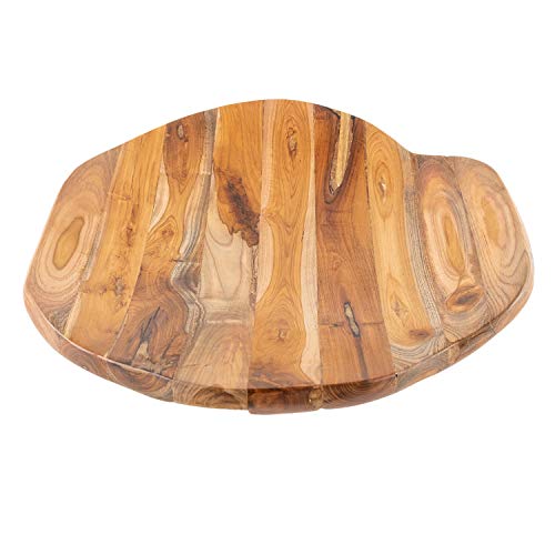 Wohnfreuden Teakholz Schale braun rund 35 cm - Tropenholz Schale ohne Griff 7 cm hoch Holz Platte
