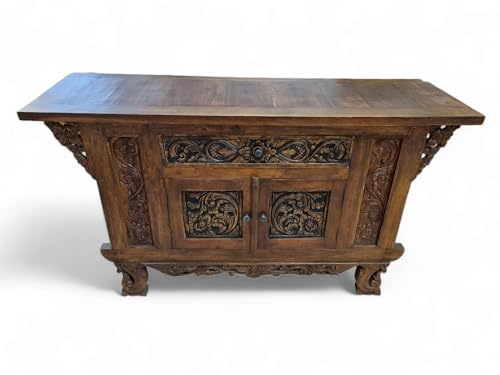 Teak Altholz Sideboard Sumatra - Recyceltes Teak Altholz Kommode - 160 cm Anrichte aus Massivholz - Upcycling im rustikalem Stil für Wohnzimmer oder auch im Foyer