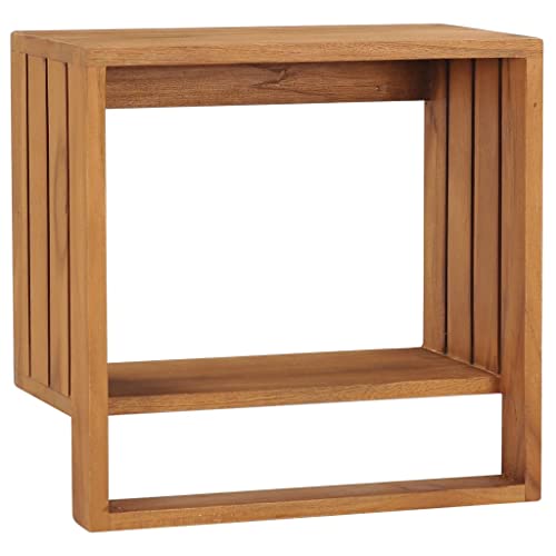 vidaXL Teak Massiv Handtuchregal Wandmontage Handtuchhalter Wandregal Bad Handtuchablage Hängeregal Badablage Badregal Regal 35x20x35cm