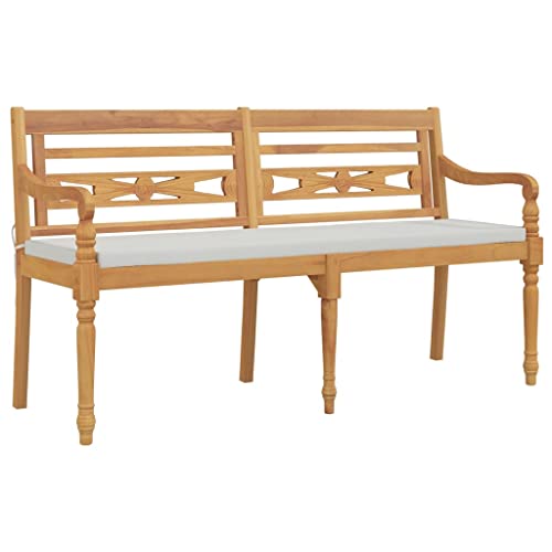 Genérico Wenjingqi Batavia Bank mit Kissen, massives Teakholz, 150 cm, Braun 319148