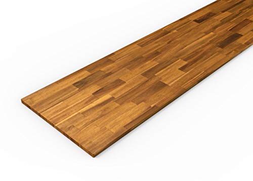INTERBUILD Tischplatte Massivholz, Arbeitsplatte Küche aus Akazienholz, Goldenes Teak, 2200 x 635 x 26mm