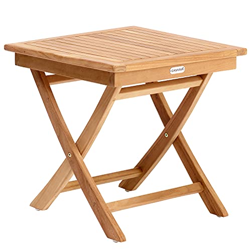 Casaria® Beistelltisch Robust Teak Holz Balkontisch 45 x 45 cm Holztisch Couchtisch Garten Tisch Blumenhocker Outdoor