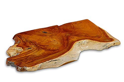 Waschtisch Platte Teak Wurzelholz - 100cm Waschtischunterplatte aus massivem Holz im rustikalen Landhausstil für ein außergewöhnliches Badezimmer