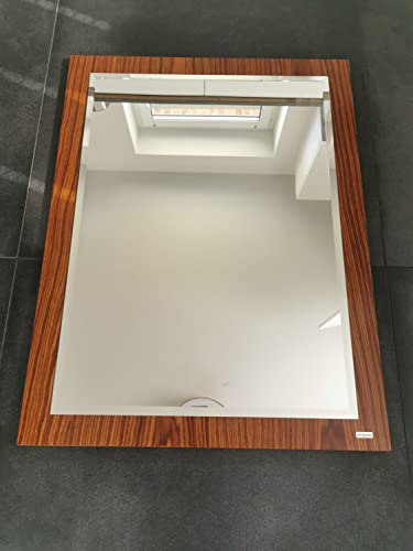 Carl Svensson Edler Design Badspiegel Badezimmerspiegel Spiegel 85 x 65 cm (Teak)