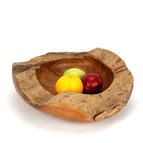 Wuona Objects XL Teakholz Schale aus Bali - Große Massive Holz Obstschale Dekoration