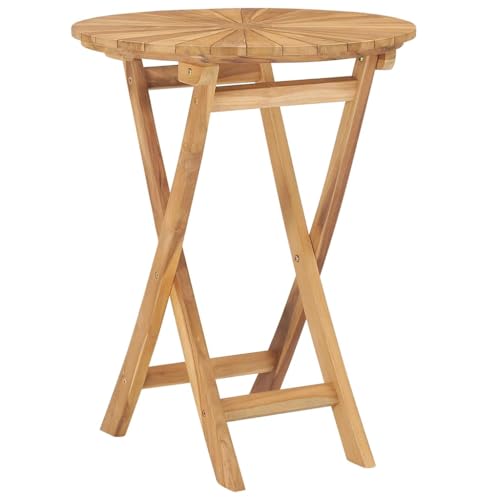JHQHSM Gartentisch Klappbar, Gartenmöbel Terrassentisch Outdoor Tisch Balkontisch Outdoor Esstisch Geeignet für Bistro Garten Balkon Terrasse Ø 60 cm Massivholz Teak