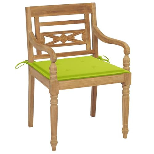 Generisch Kangmusi -Stühle 2 STK. mit Hellgrünen Kissen Teak Massivholz, Grün 3062138