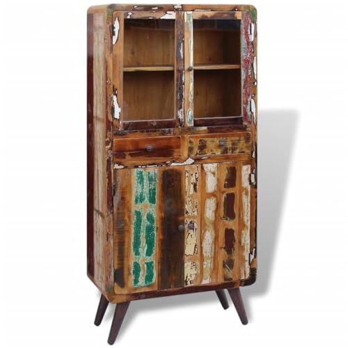 SXJEQOC Küchenschrank Massives Altholz 90x40x190 cm Schrank Sideboard Vintage Design Hochwertiges Aufbewahrungsmöbel aus Teakholz, Mangoholz, Akazie, und Hartholz für Küche, Wohnzimmer oder Büro