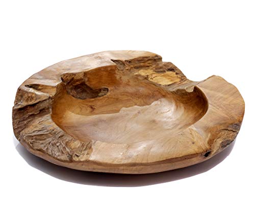 Brillibrum Design Natur Teak Schale Snackschale Holz exklusive Deko aus massiven Teakholz rustikale Holzschale rund (rund, ⌀ 40 cm)