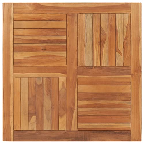 WELLIKEA Tischplatte Massivholz Teak Quadratisch 90×90×2,5 cm