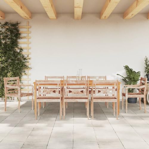 Lauuoeriau Furniture Item Home Batavia-Stühle, 8 Stück, weiß gewaschenes Massivholz, Teak-Möbel