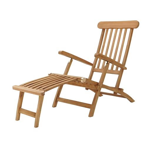 AXI Costa Liegestuhl aus Teak Holz | Deckchair Gartenliege aus Teakholz mit Verstellbarer Rückenlehne - 4 Positionen | Sonnenliege für Draußen/Garten