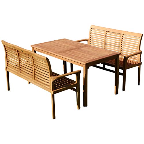 ASS Teak XL Set Gartentisch + 2 Bänke JAV-Alpen