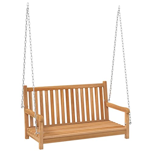 Utiny Hollywoodschaukel Gartenschaukel Schaukelbank Hängeschaukel Schaukel Bank Gartenbank Gartenmöbel Massivholz Teak 114x60x64 cm