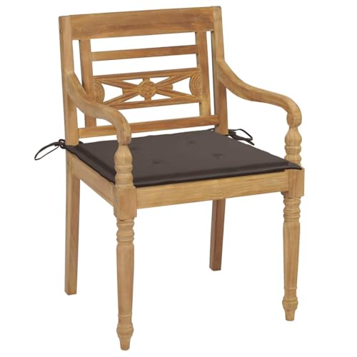 Generisch Kangmusi -Stühle 2 STK. mit Taupe Kissen Teak Massivholz, Taupe 3062135