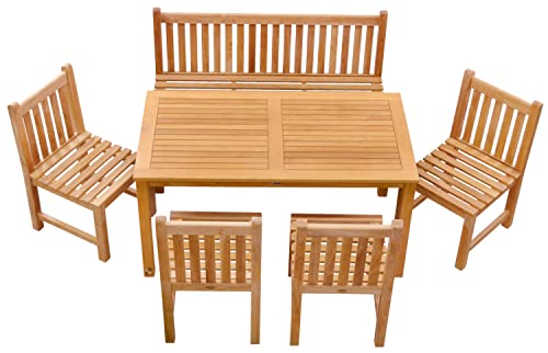 Kai Wiechmann Teak Sitzgruppe 4 Gartensessel 1 Teak Bank 180 cm ohne Armlehnen 1 Tisch 180 cm im Set