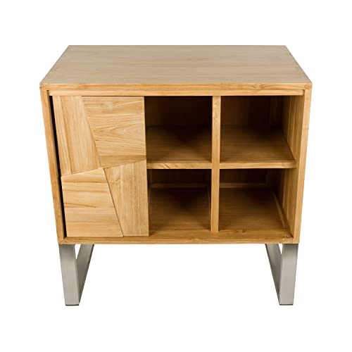 wohnfreuden Waschtisch-Unterschrank 80 cm für Aufsatzwaschbecken Waschbecken-Unterschrank Teakholz Bad-Schrank Savanna