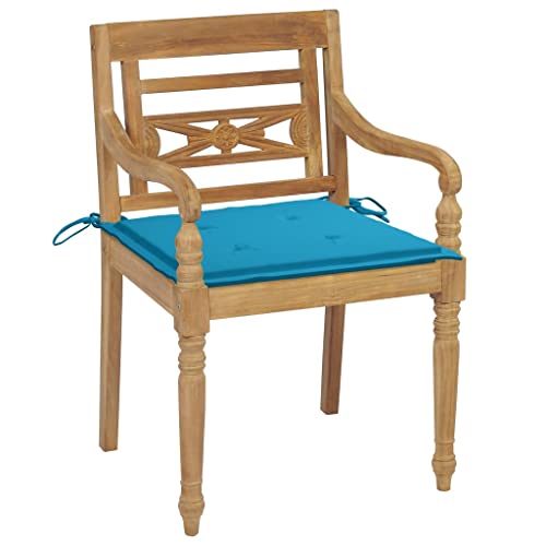 Generisch Kangmusi -Stühle 2 STK. mit Blauen Kissen Teak Massivholz, Blau 3062131